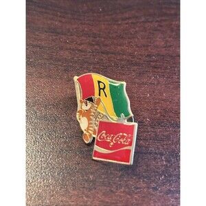 Vintage 1988 Seoul Olympics Coca Cola‎ Hodori Tiger Rwanda Flag Lapel Pin